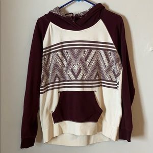 Maroon and white hoodie